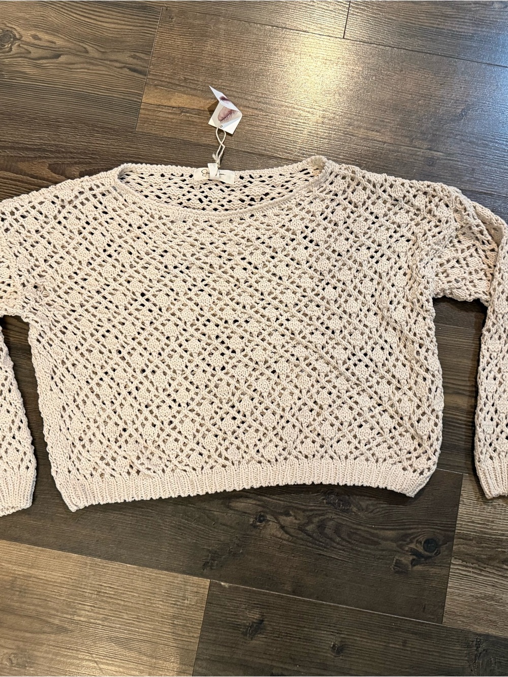 Jessica Simpson Soft Cream Crochet Open-Knit Women's small crop Sweater